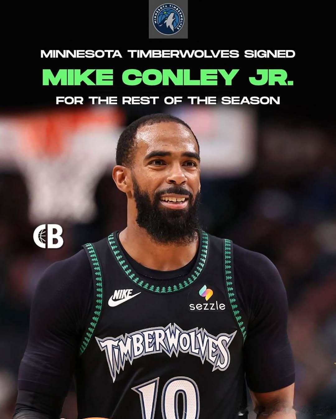 迈克·康利与明尼苏达森林狼完成签约，此前他曾两度被交易并遭裁员康利先被交易至芝加