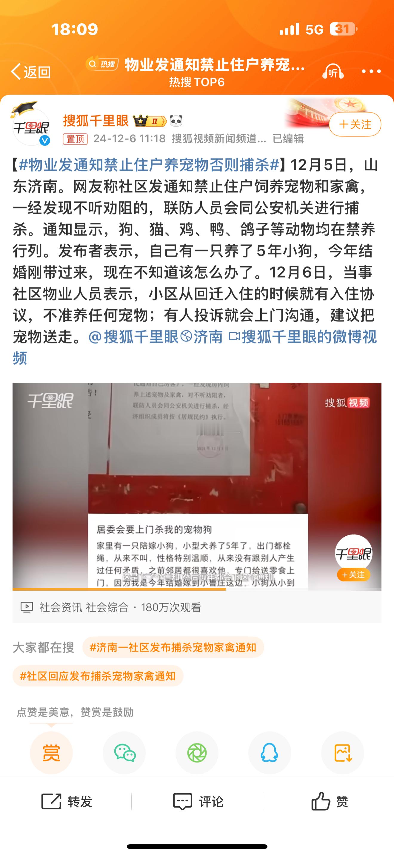 物业发通知禁止住户养宠物否则捕杀 狗咬了人别跑，担责，然后收好粪便之类我觉得可以