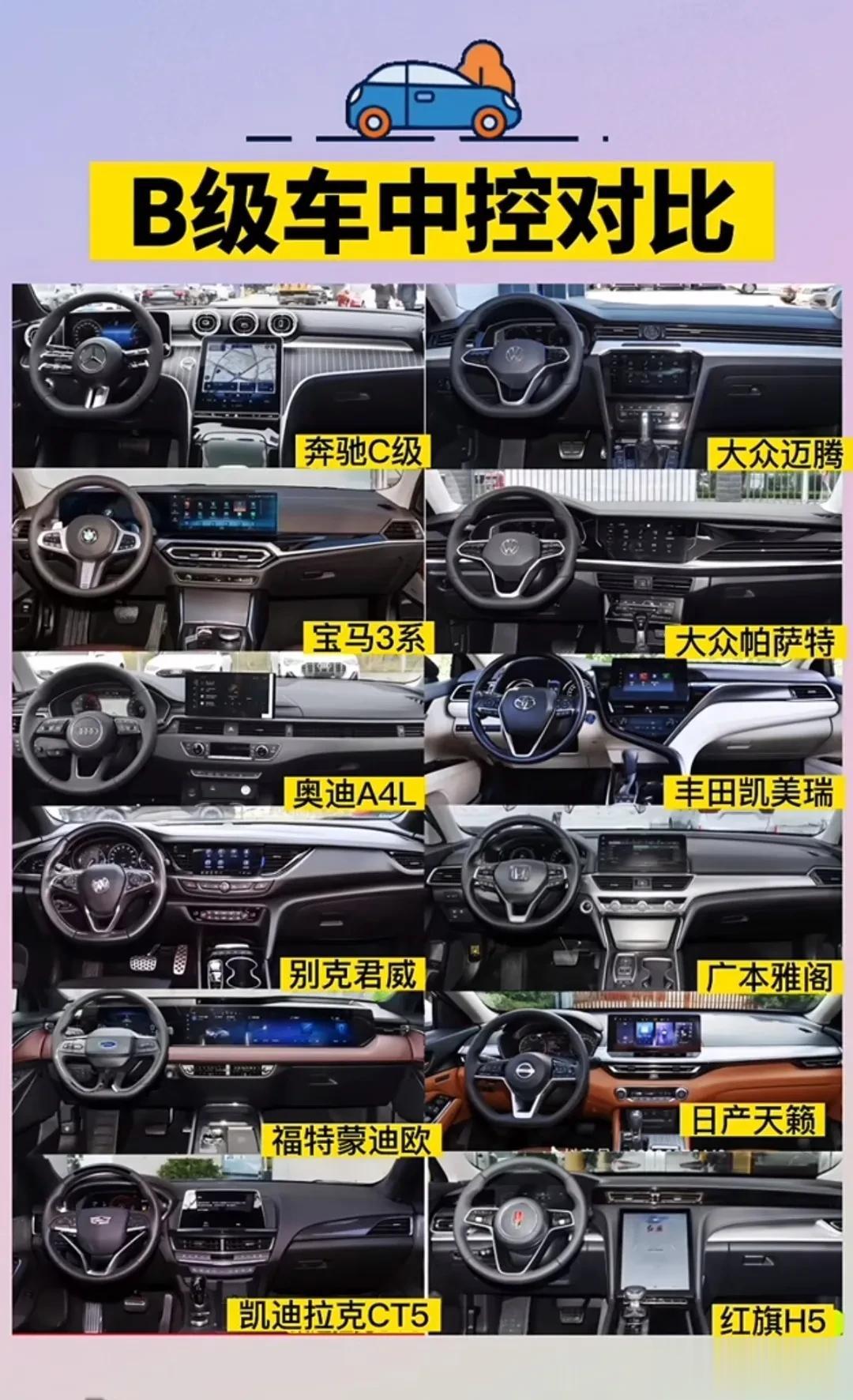 B级轿车中控大比拼，你觉得哪一款最好看呢？
