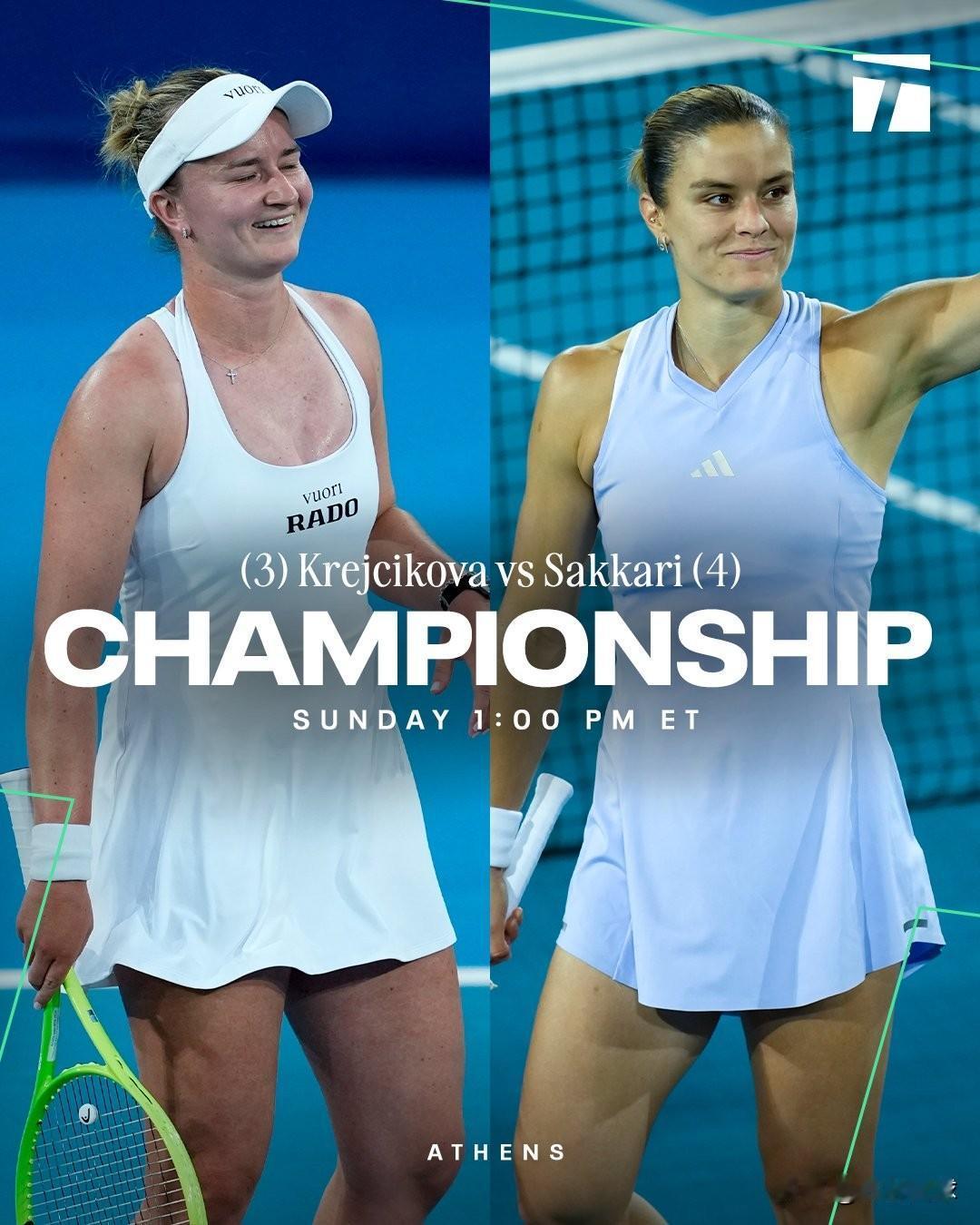 WTA250雅典半决赛
🇨🇿克雷奇科娃6-1/4-6/6-3陶森🇩🇰
?