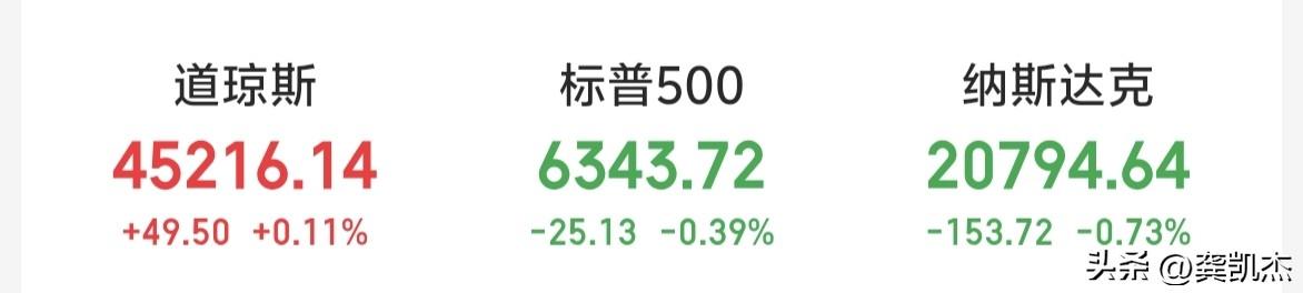 隔夜美股涨跌互现～～大科技股下跌，纳斯达克再创调整新低。