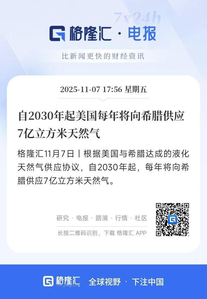 7 亿立方米天然气背后的大棋局！美希协议改写欧洲能源版图。

美国和希腊刚敲定个