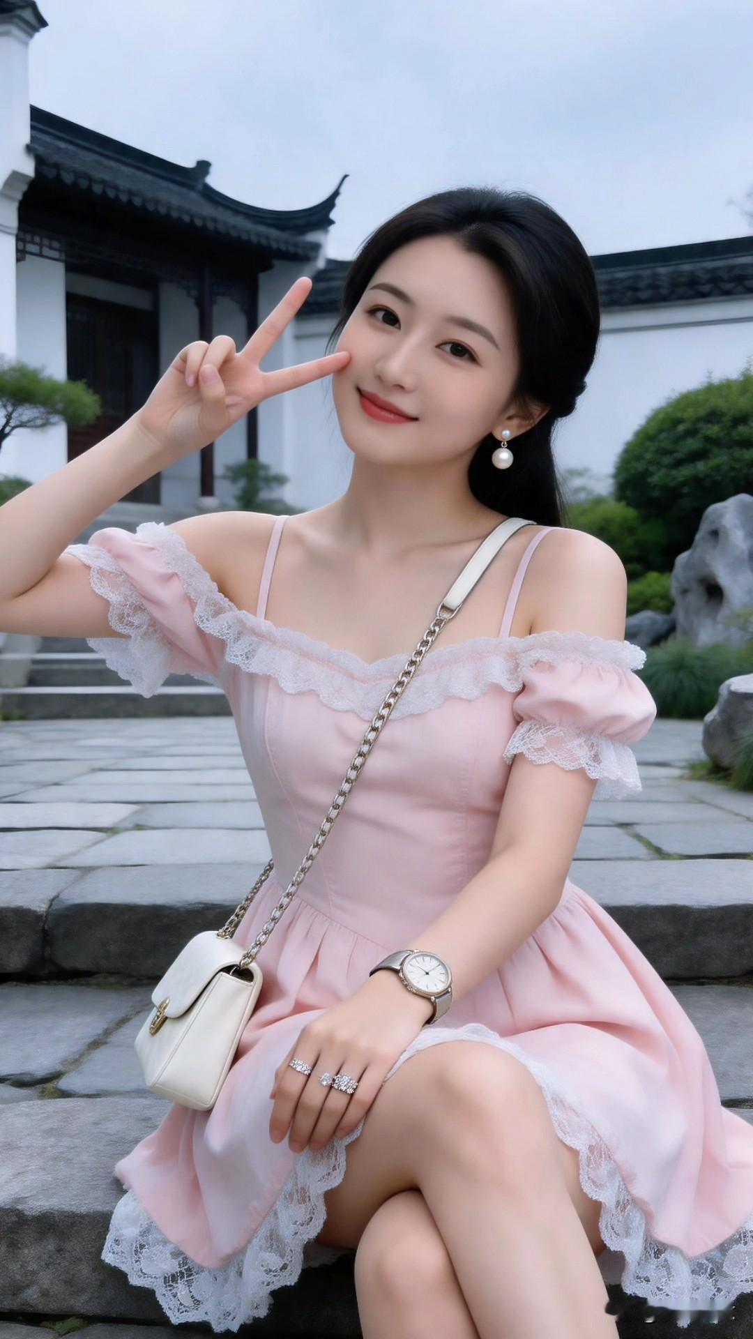 谁懂啊！翻出了我家“领导”年轻时的照片，每一张都美到我心坎里🥰 粉裙娇俏、蓝裙