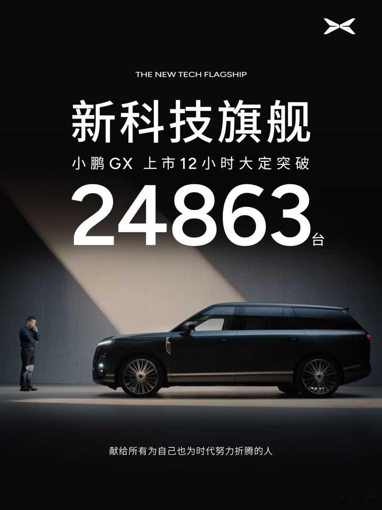 小鹏GX战报出来了，12小时大定24863台。 