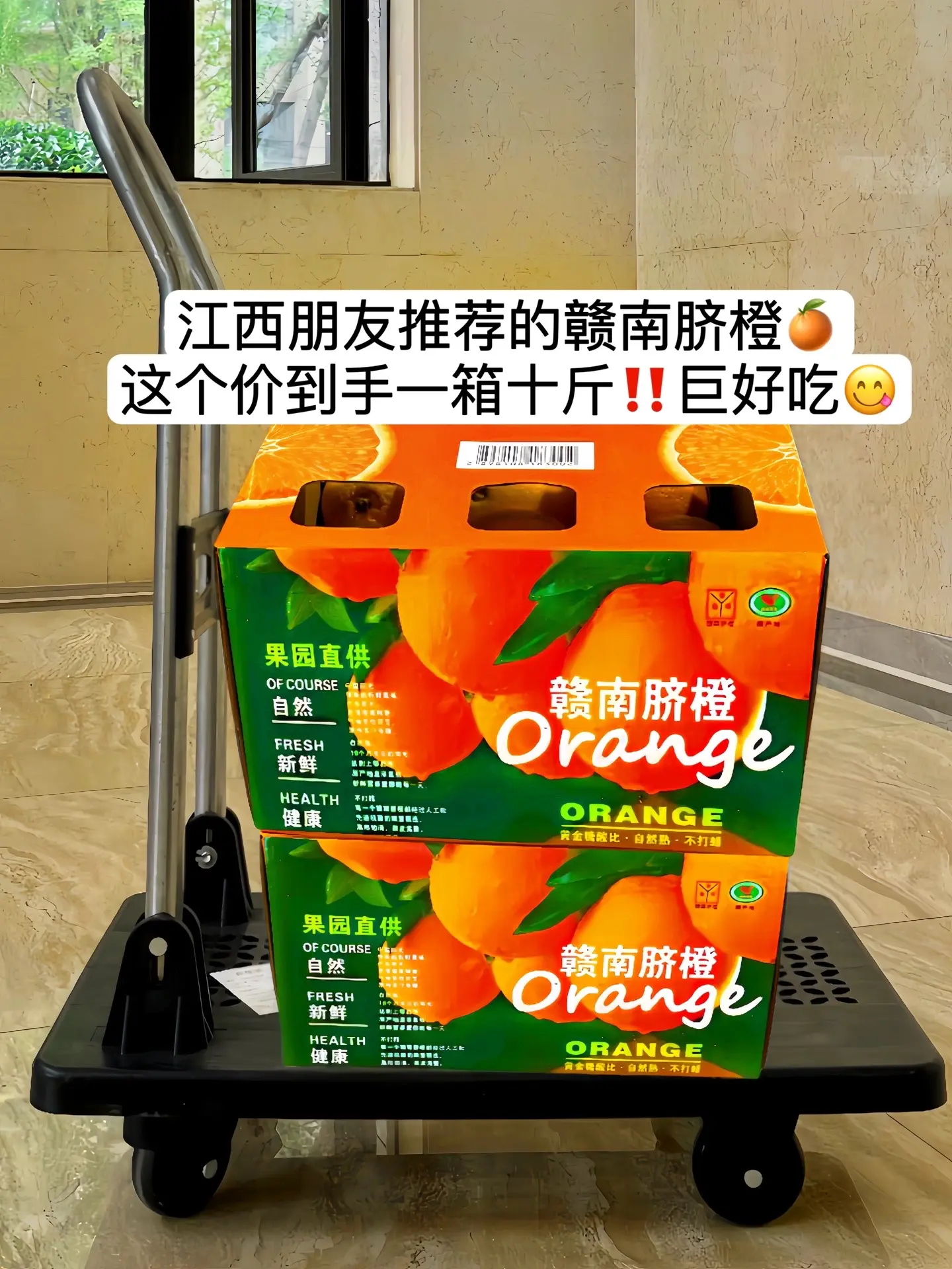 江西朋友推荐的到手一箱10斤装的赣南脐橙收到了！开箱惊艳，个大饱 满...