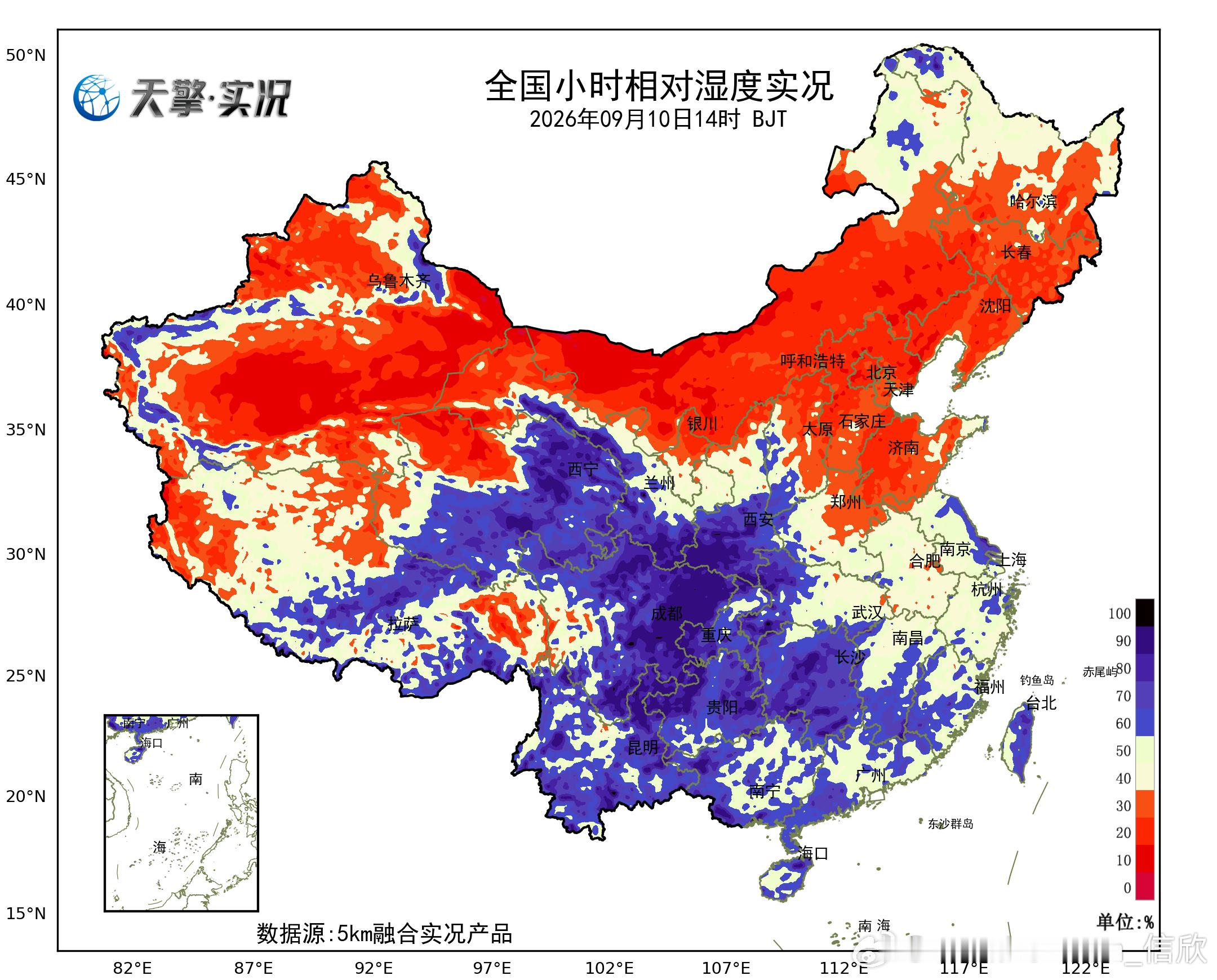 【干燥】今天白天北方大多数地区在冷高压，也就是干冷气团的控制下。因为晴朗光照足，