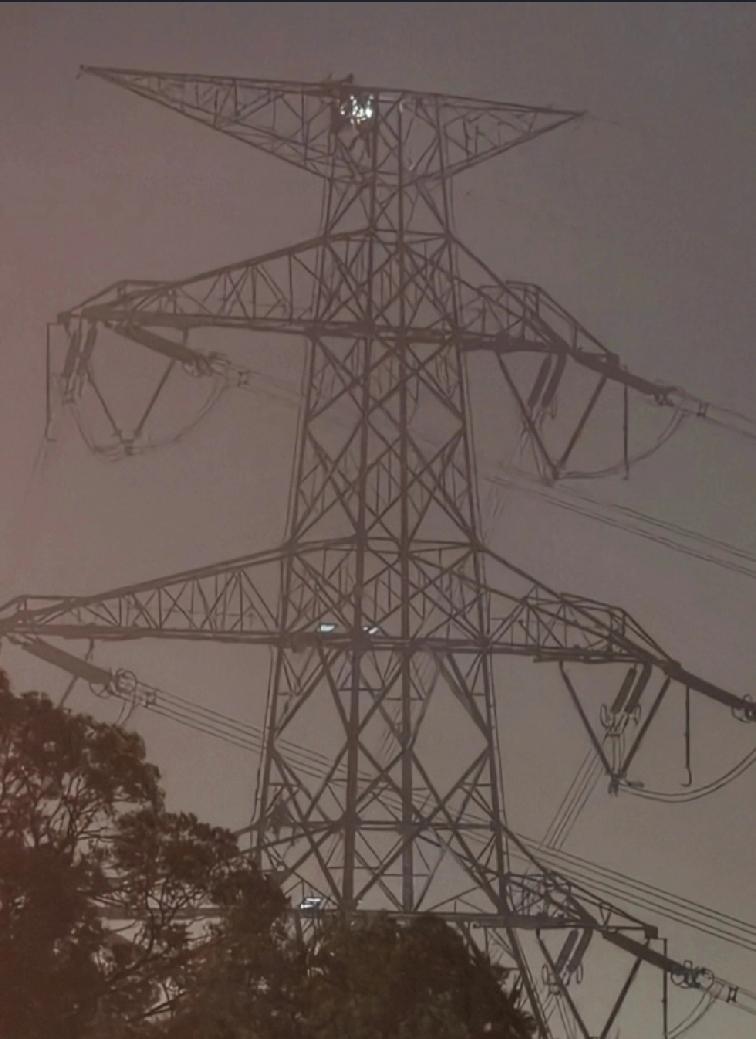 香港飞鹅山入夜后，有青年爬上电塔企图轻生，消防员在雾中爬塔展开救援。
     