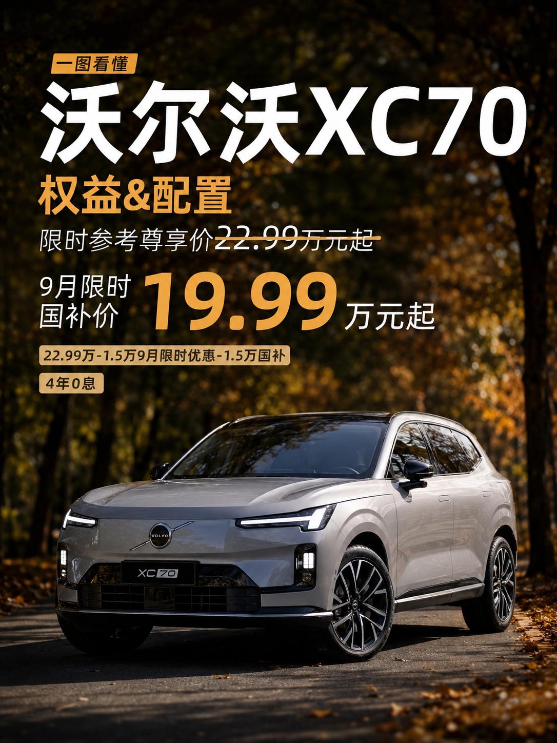 沃尔沃从41万降到19.99万：不止BBA慌了！

沃尔沃XC70两驱Core版