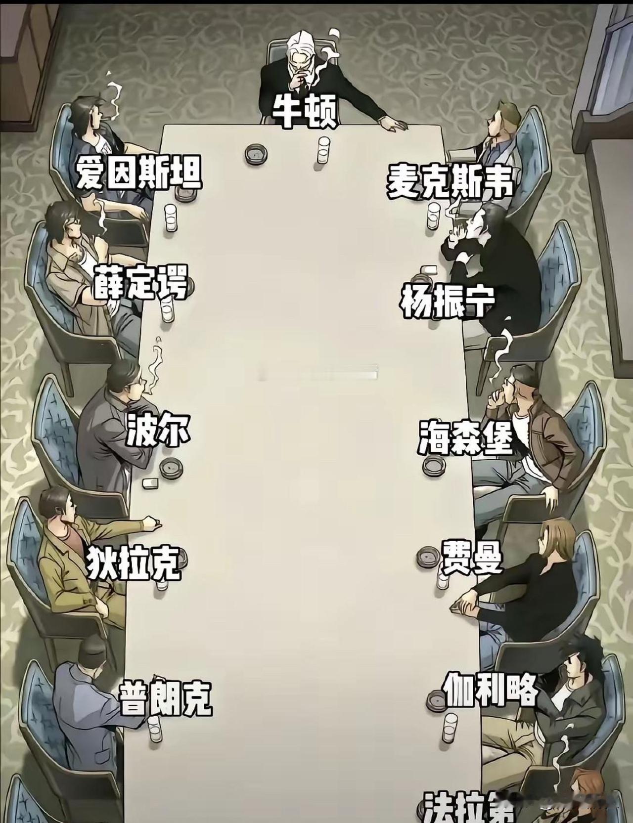 这张物理界殿堂级排位，杨振宁的排位不夸张吧！

越看杨振宁的演讲、《曙光集》等，