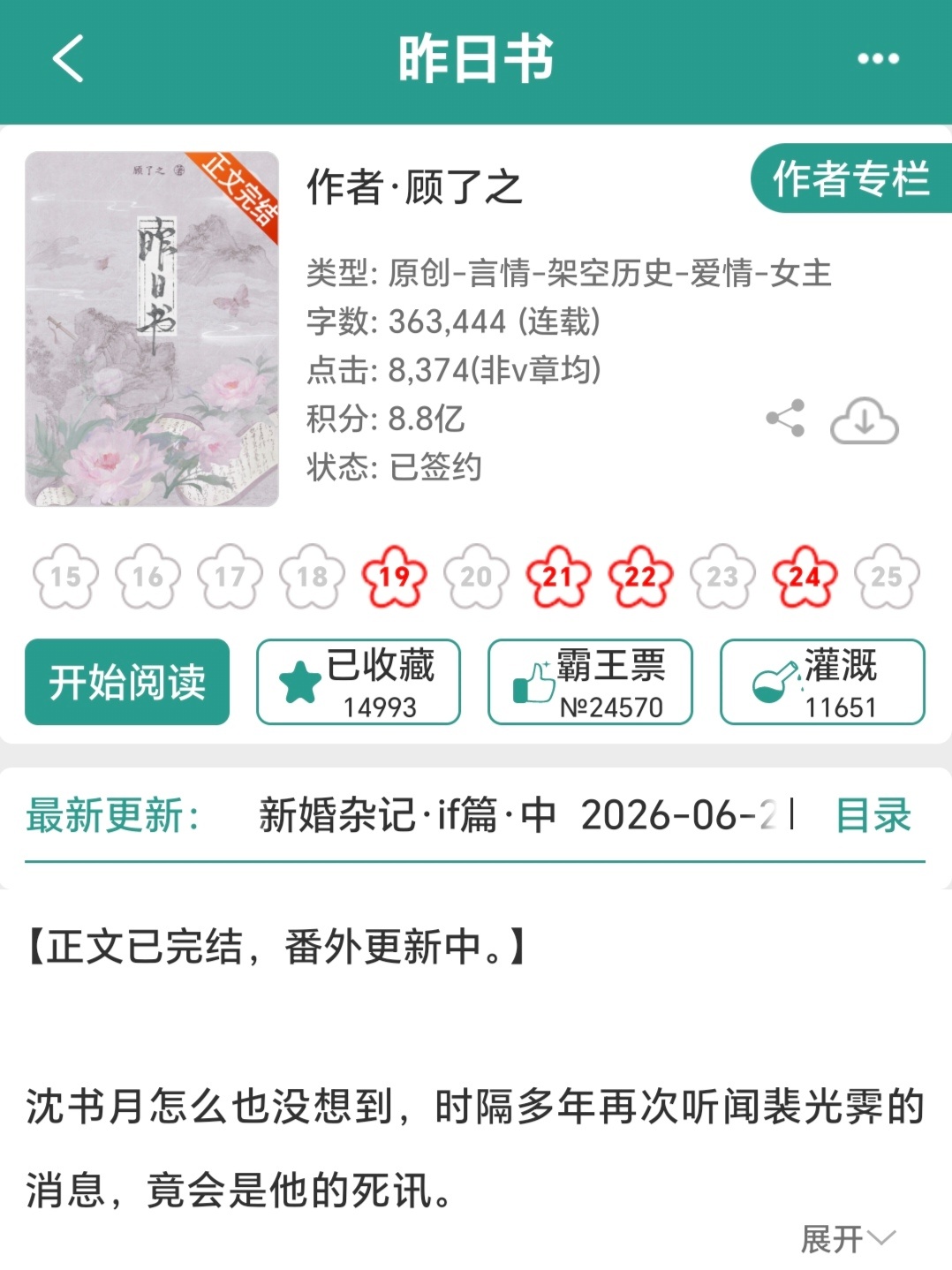 糕看你一眼 顾了之新文《昨日书》是挺好看的，属于顾导稳定发挥之作。但在她所有作品