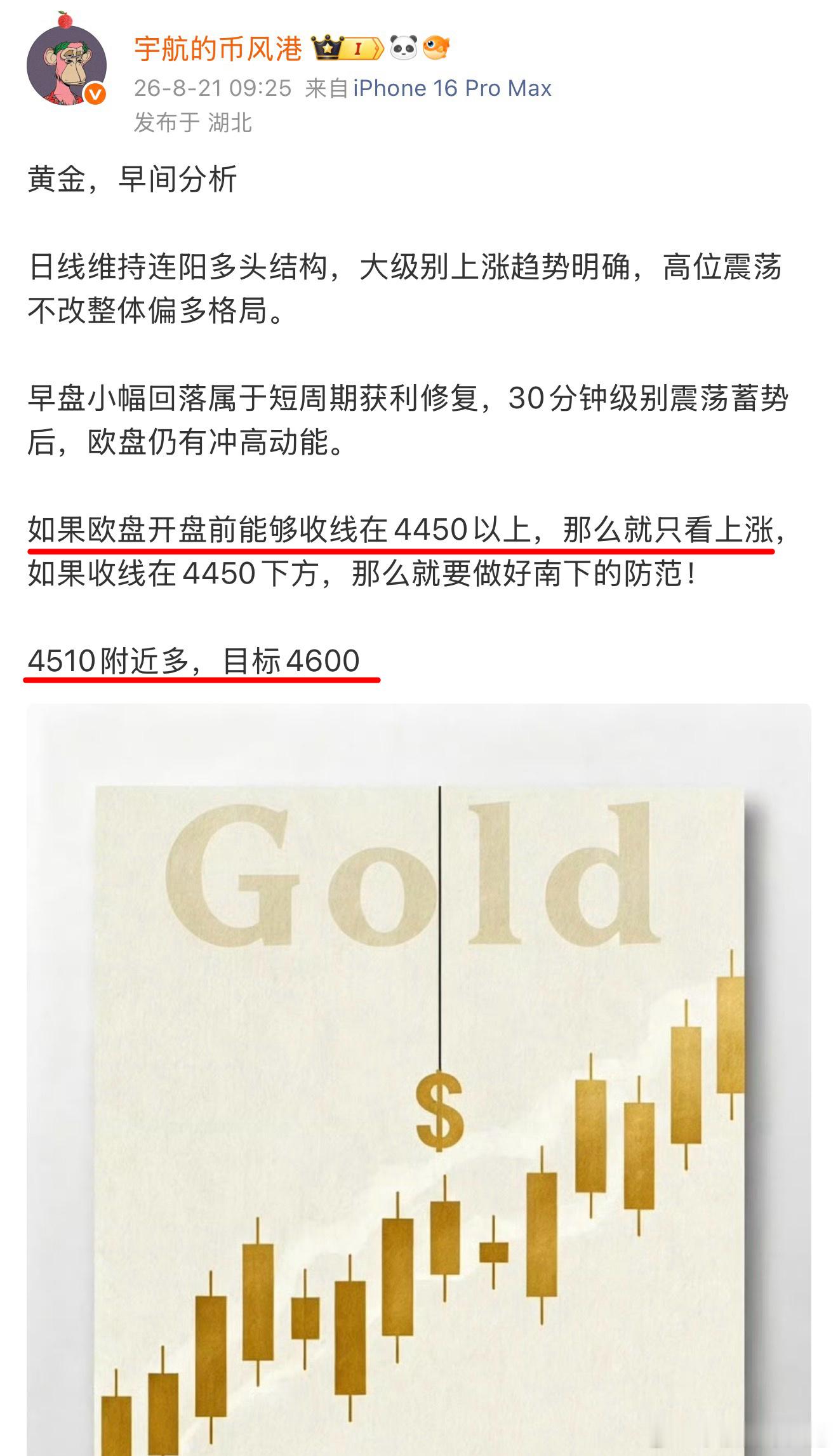 早间策略精准应验，准不准你们说？！4510的多，直击目标位4600，狂拿90点空
