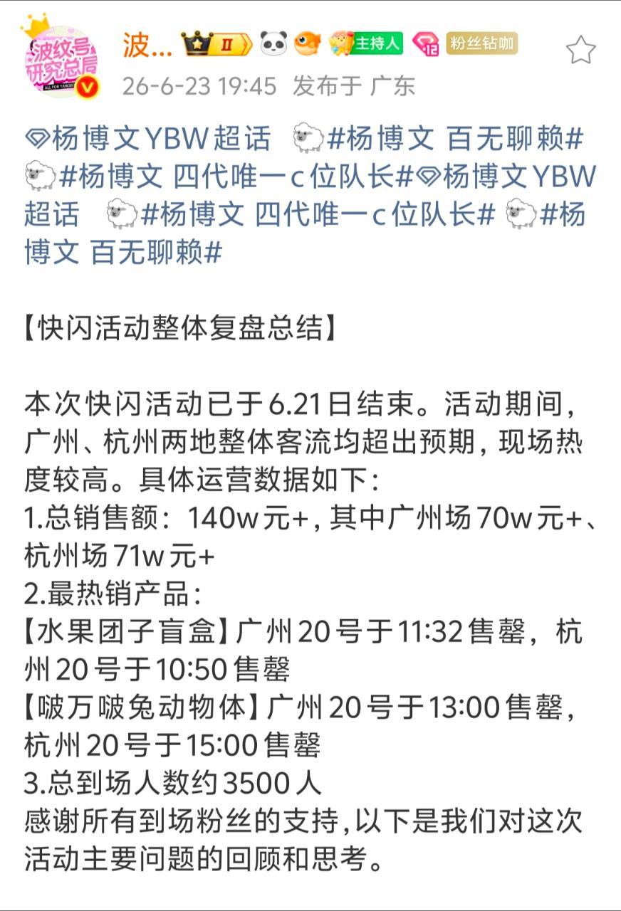 谁给杨博文戴耳钉的 tg 博母牛逼，线下快闪活动营业额140w，人头数3500+