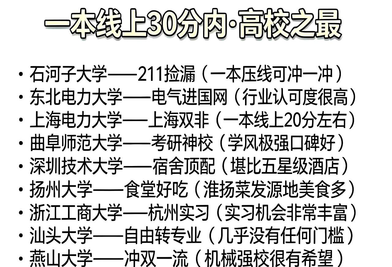 当志愿表只剩最后一栏时，手心都是汗。
别慌，压线也能翻盘。
流传着一句硬话：9所