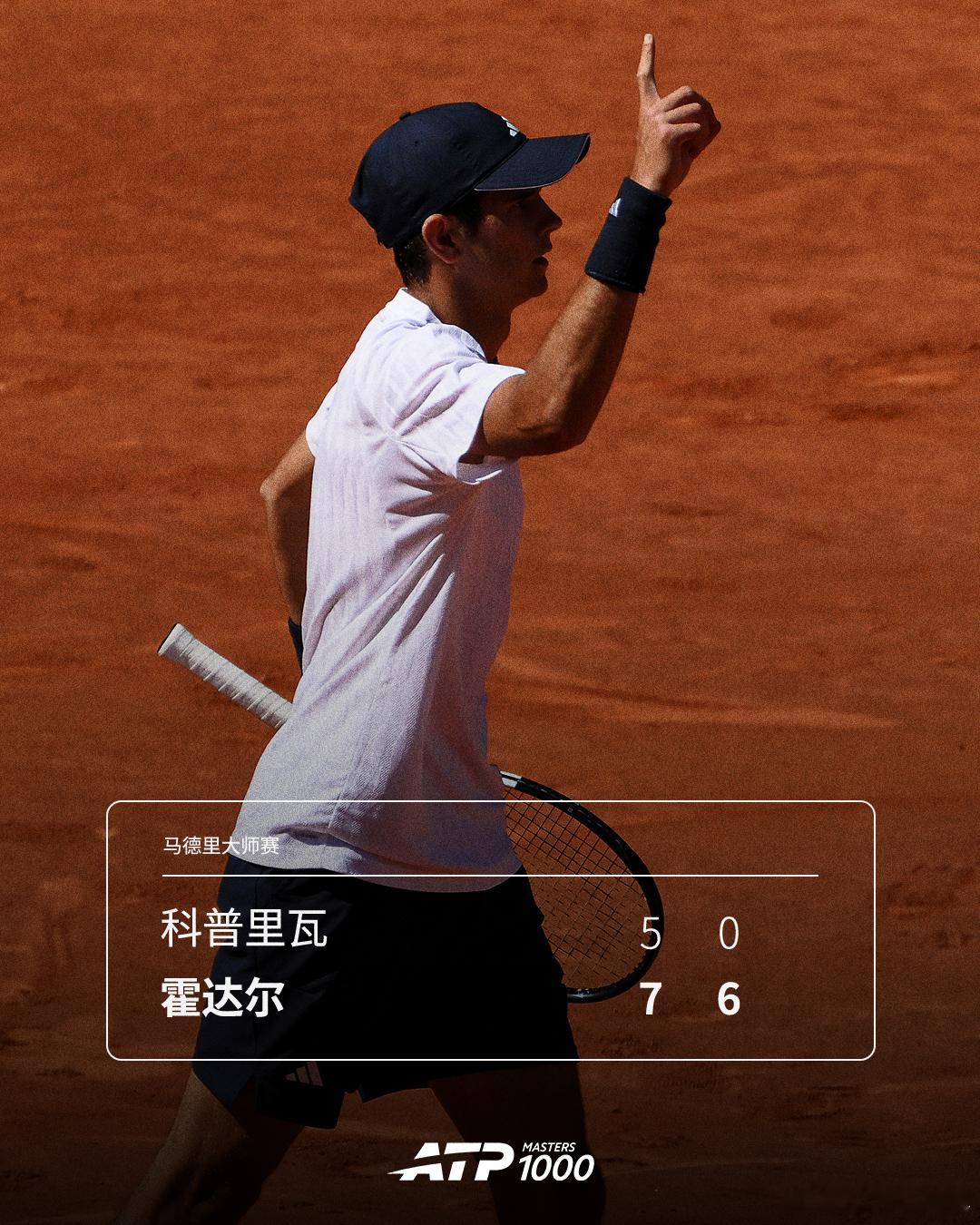 霍达尔晋级马德里八强🔥ATP1000 马德里大师赛第四轮，持外卡出战的西班牙小