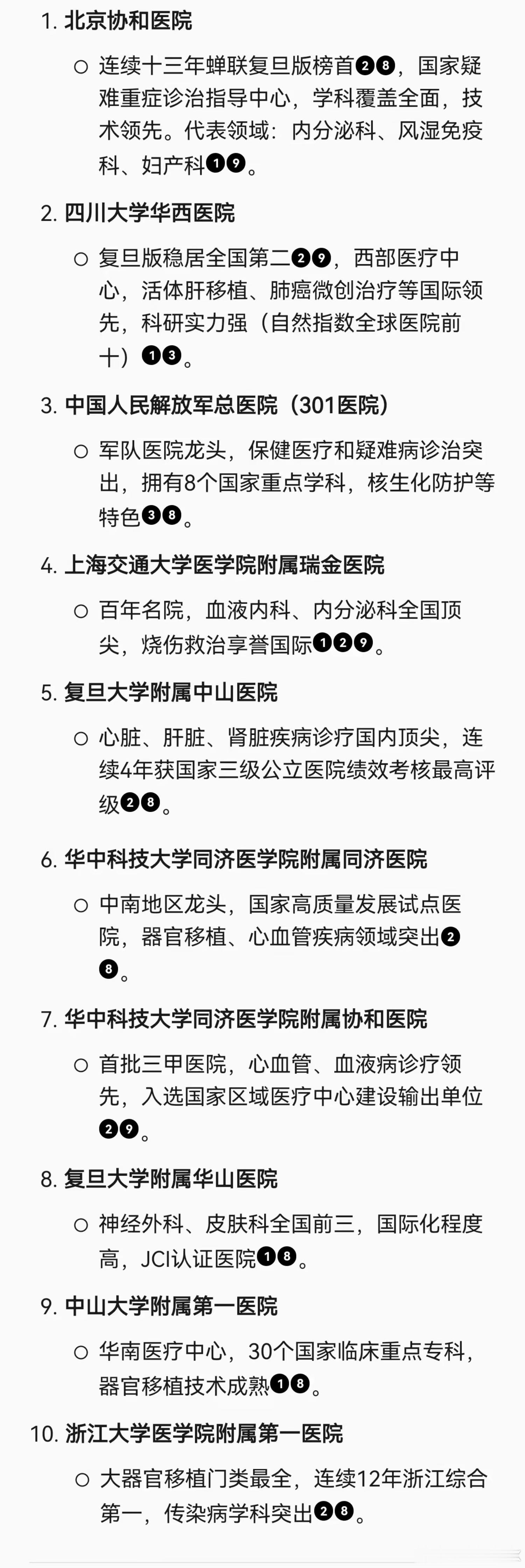 DeepSeek眼中的中国最好的十所医院，作为四大一线城市之一的深圳，一所都没有