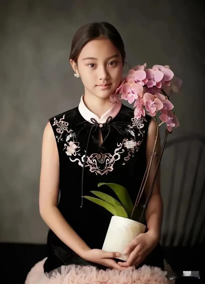 贾家有女初长成啊，
甜馨真是越来越漂亮了，
和爸爸贾乃亮几乎一个模子，
12岁的