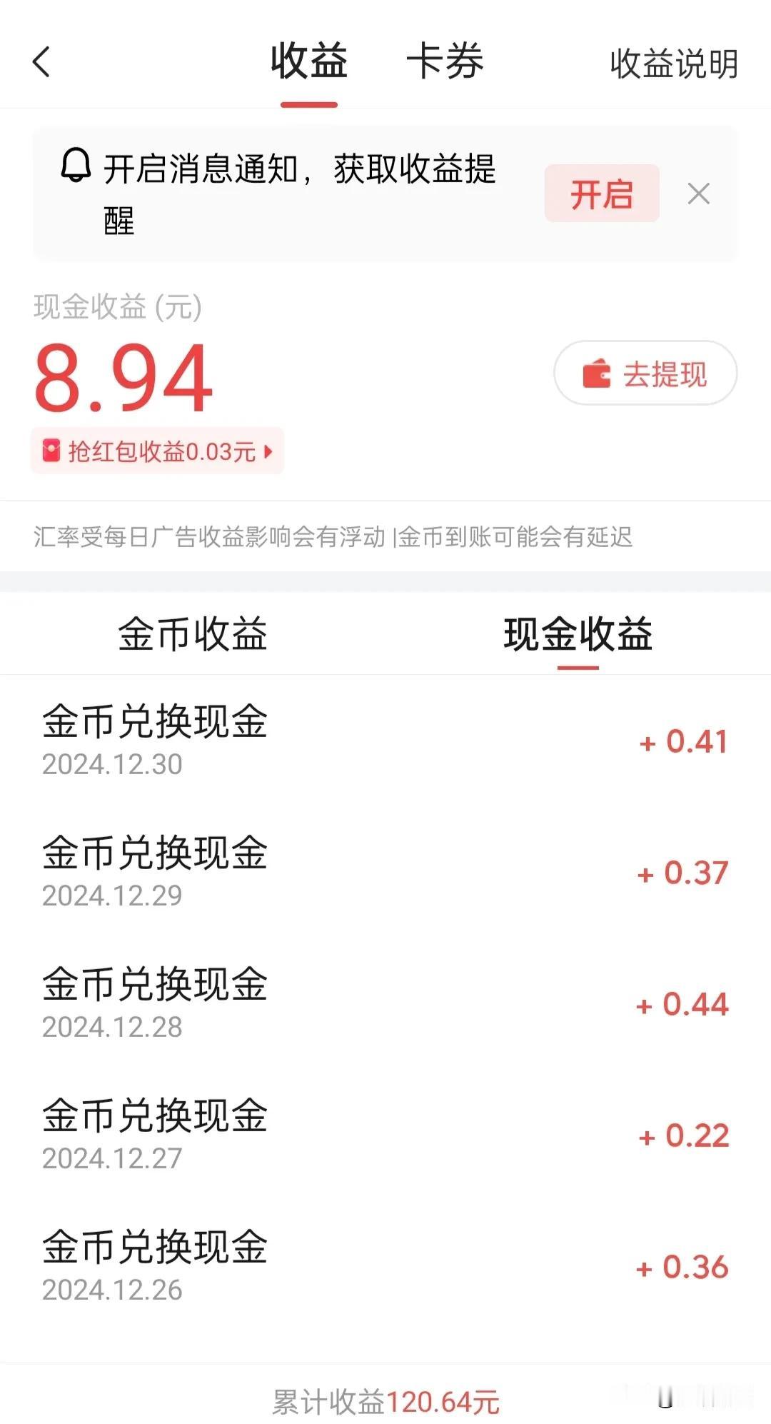 年底大盘点，2024年我薅羊毛的收益如下：头条极速版：120.64元。快手极速版