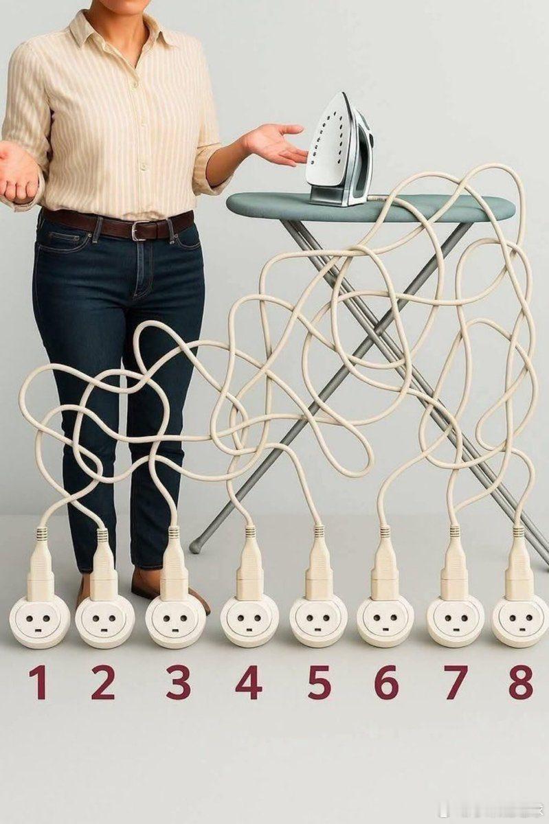 下班路上玩个小游戏，几号插头连着熨斗？ 