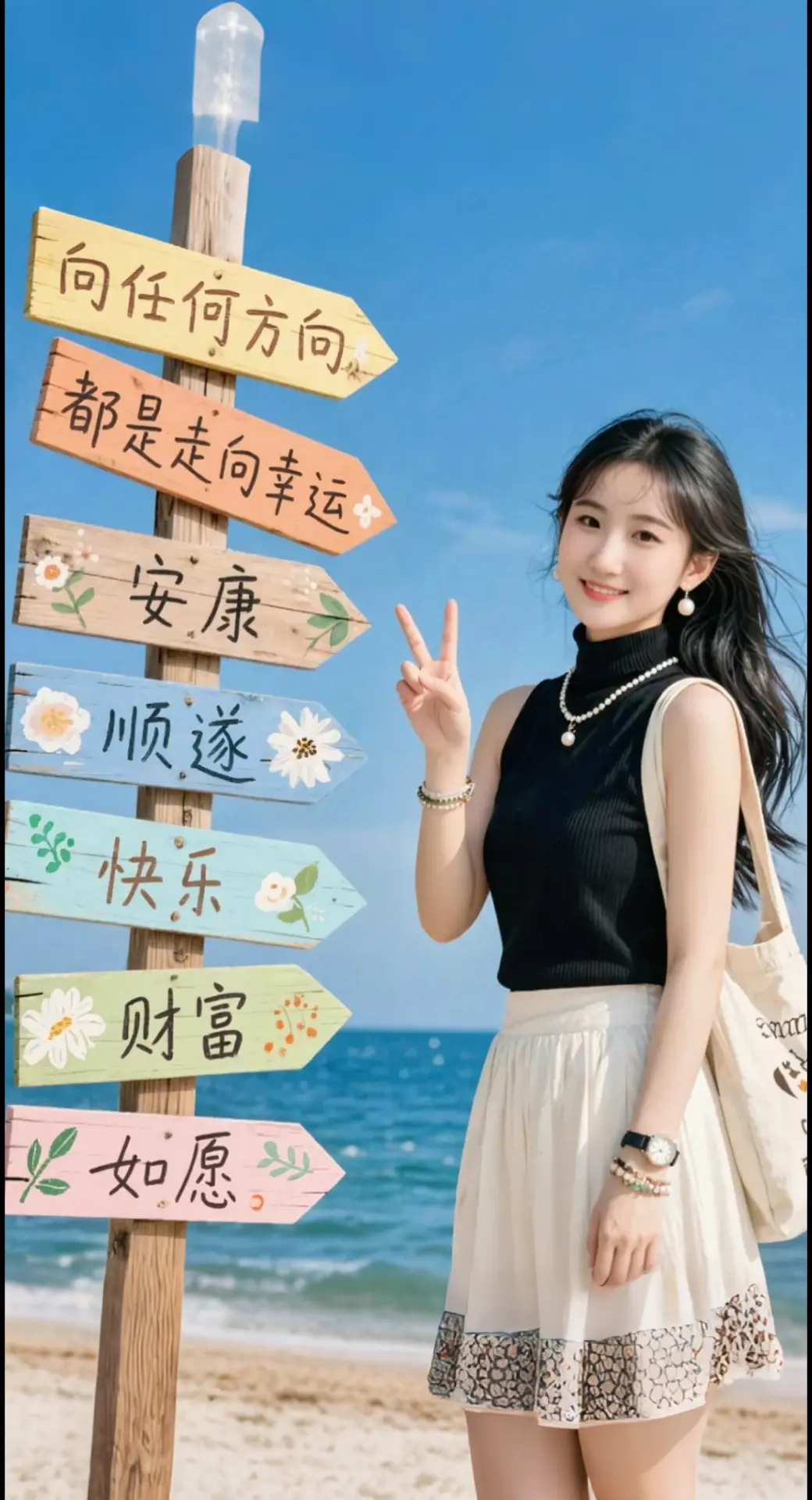 AI扩图 AI海滨清新写真 ai创作