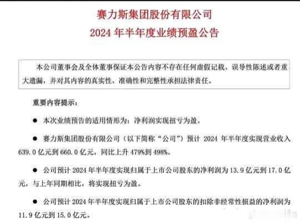 赛力斯上半年盈利十几亿，大概是单车净利润万把块钱左右，平均单价更高，但盈利能力比