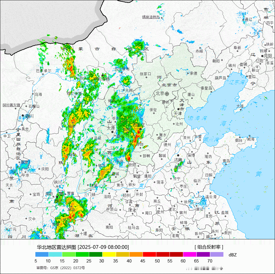 【强对流】今天上午在华北、西南、华东均有明显的对流。华北为高空槽前暖区对流，石家