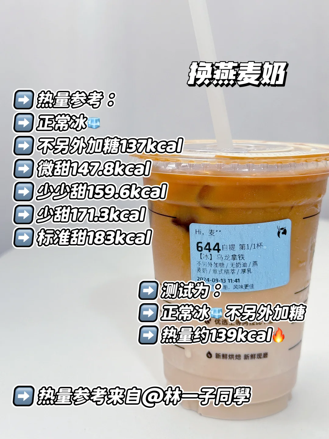 常规版&换燕麦奶 瑞幸乌龙拿铁 | 升糖测试