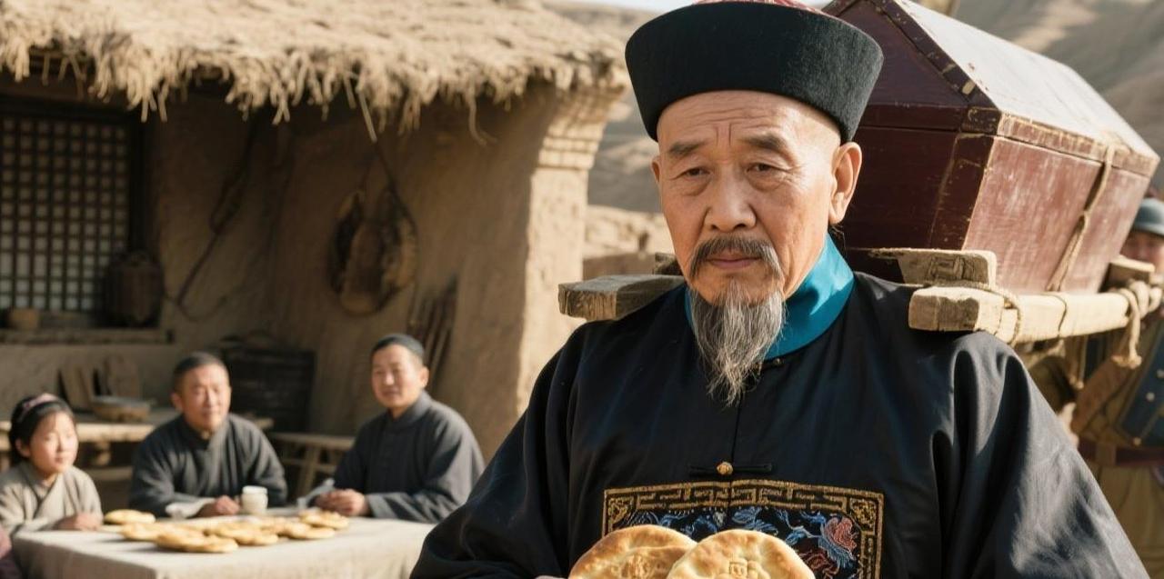 同治十二年，左宗棠57岁抬棺西征，中途歇息一家五口请他吃饼。谁料，他收下饼走出7