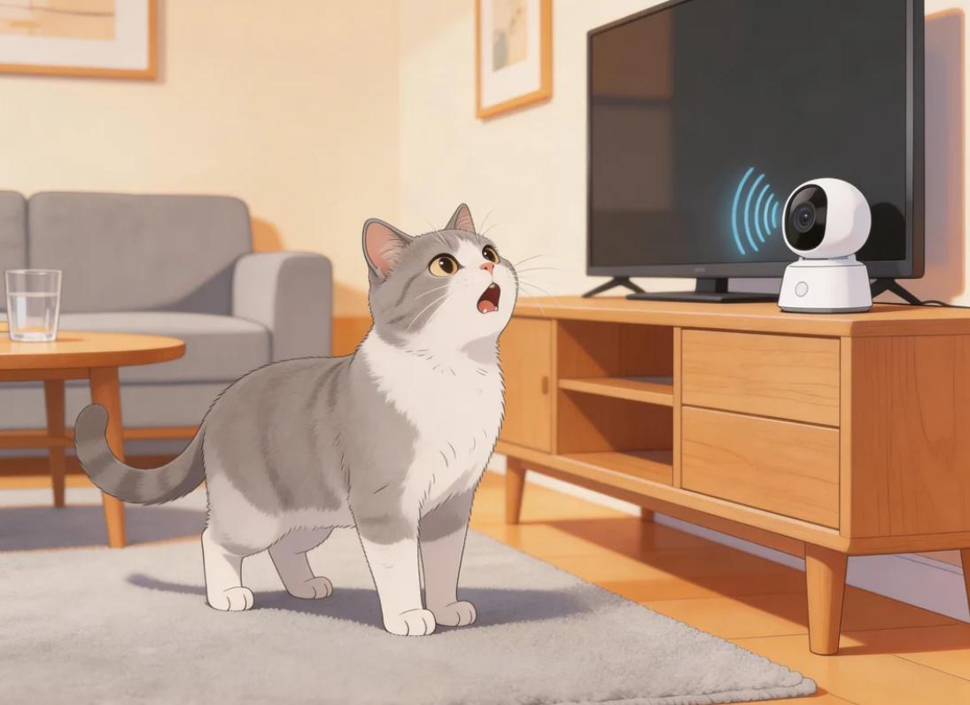 用摄像头和猫说话，它是怎么理解的？

1.它能听出你的声音，但不知道你在说什么