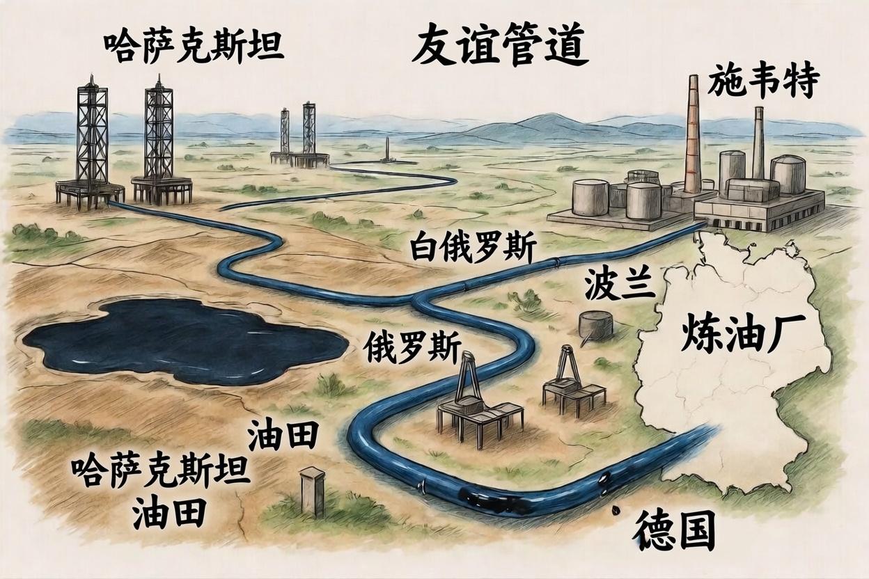 最近哈萨克斯坦向德国输送原油的一条重要通道出了状况，从5月1号开始要暂时停运了。
