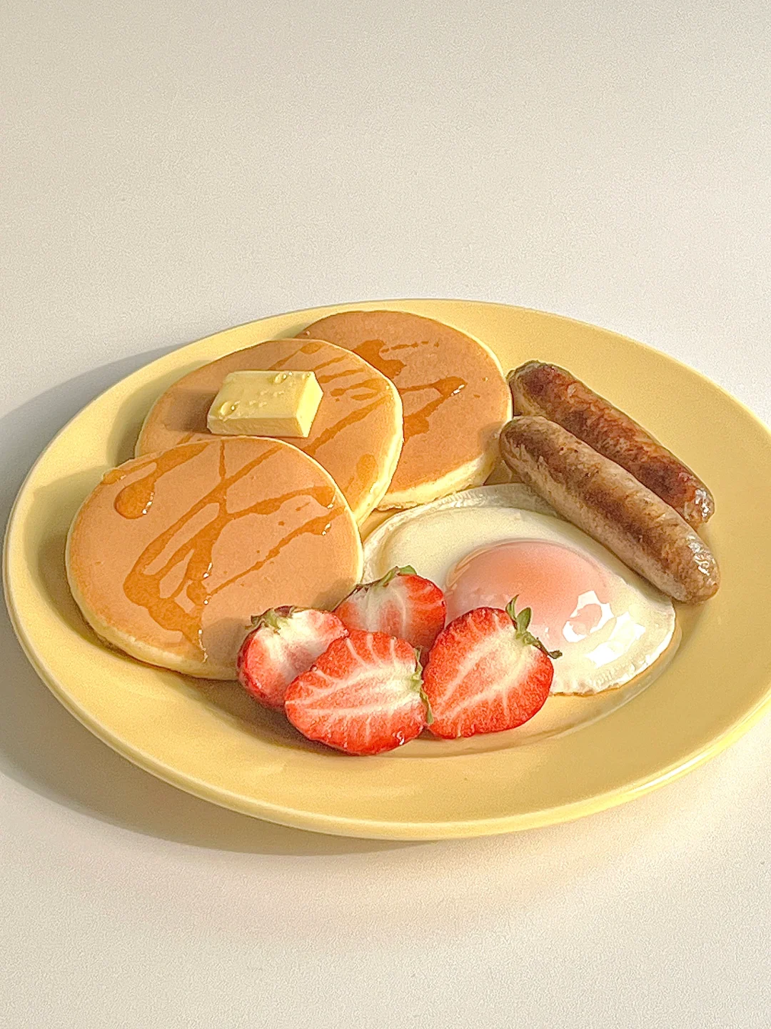 漫画早餐｜枫糖黄油松饼🥞漫画蛋🍳鲜肉肠🌭