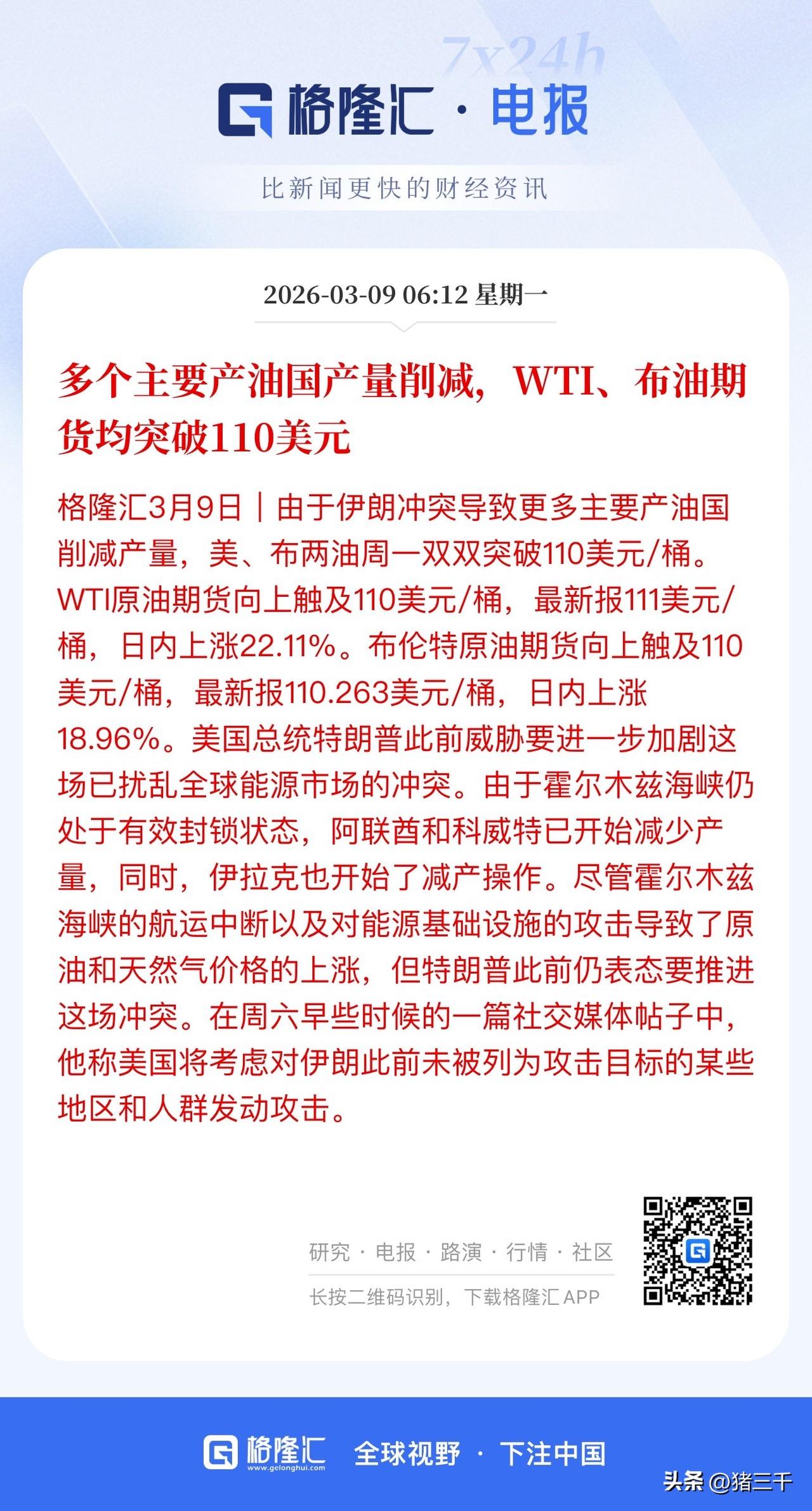 见证奇迹！
正在交易的原油两日大涨40%！
这可是全球第一大商品、
工业的血液呀