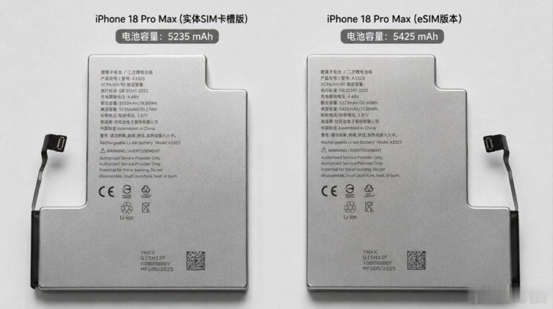 iPhone 18 Pro Max其实包括iPhone 18 Pro的电池容量在