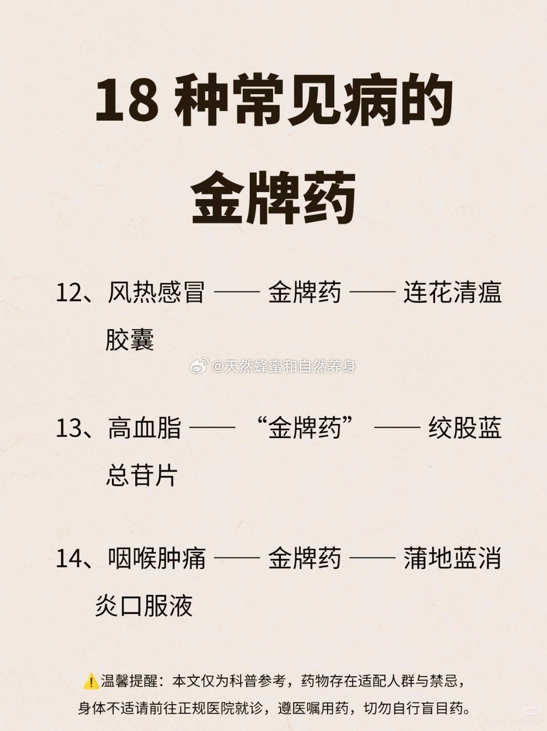 18 种常见病的金牌药 ​​​