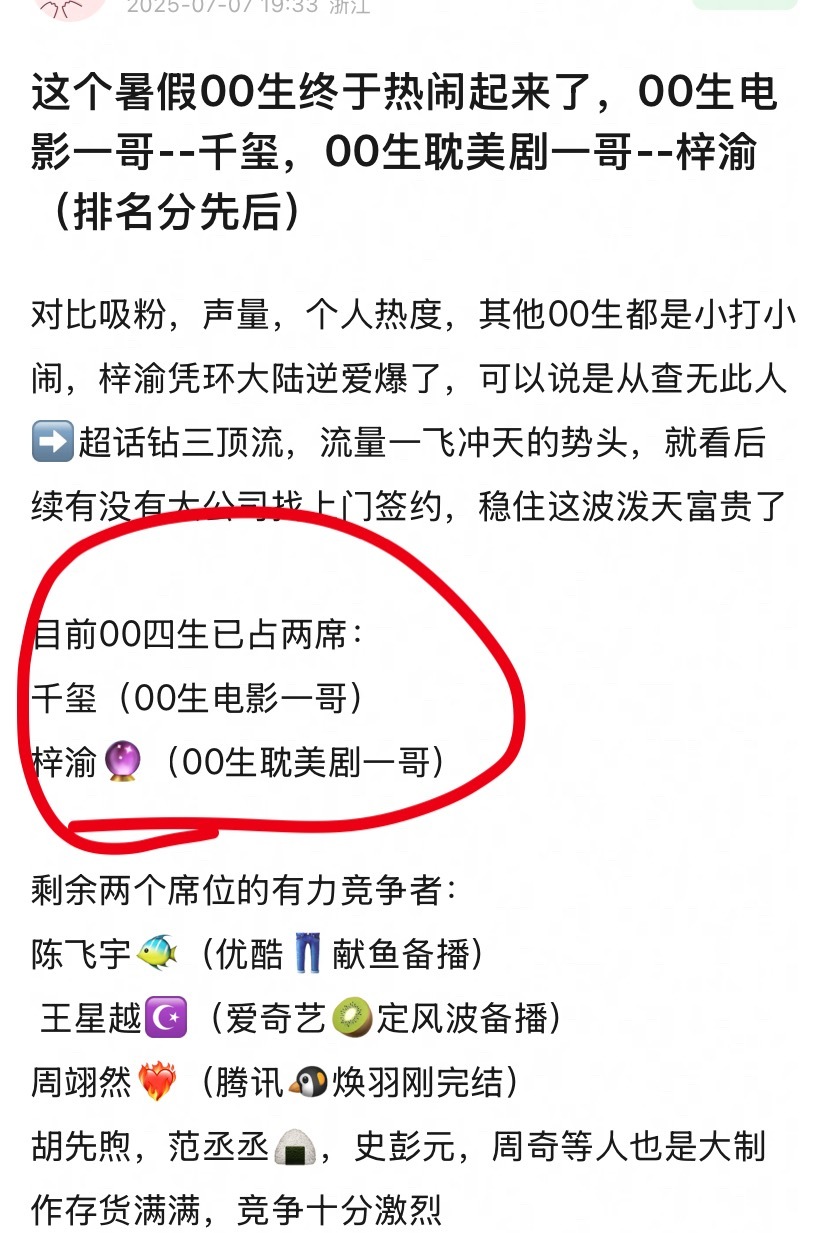网友评的00生电影一哥和电视剧一哥。 ​​​