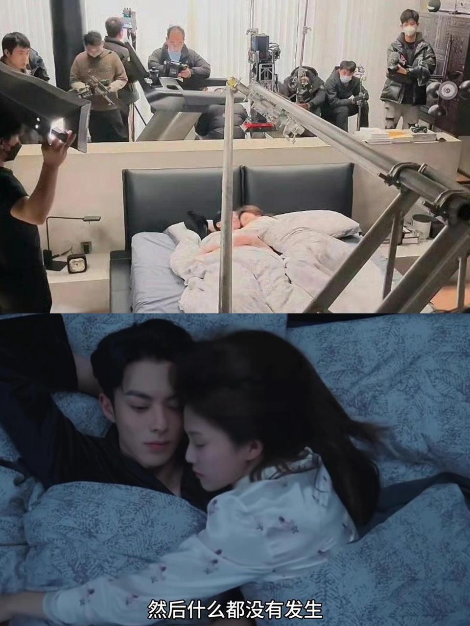 演员真需要强大的心理，不敢想象白鹿和王鹤棣拍床戏外面这么多人，他俩怎么继续下去…