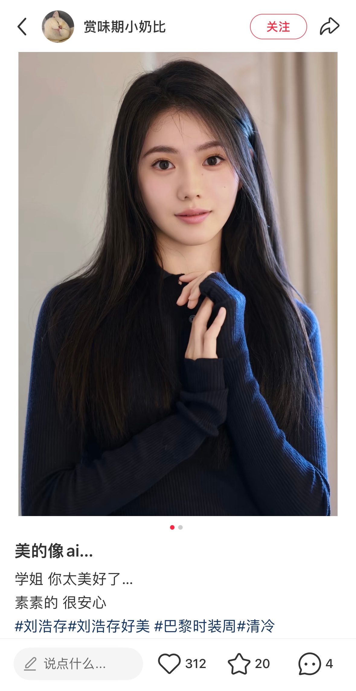 虽然我知道只是想表达存子的貌美 但可以说谁都美得像ai 只有把存的美貌比作ai属