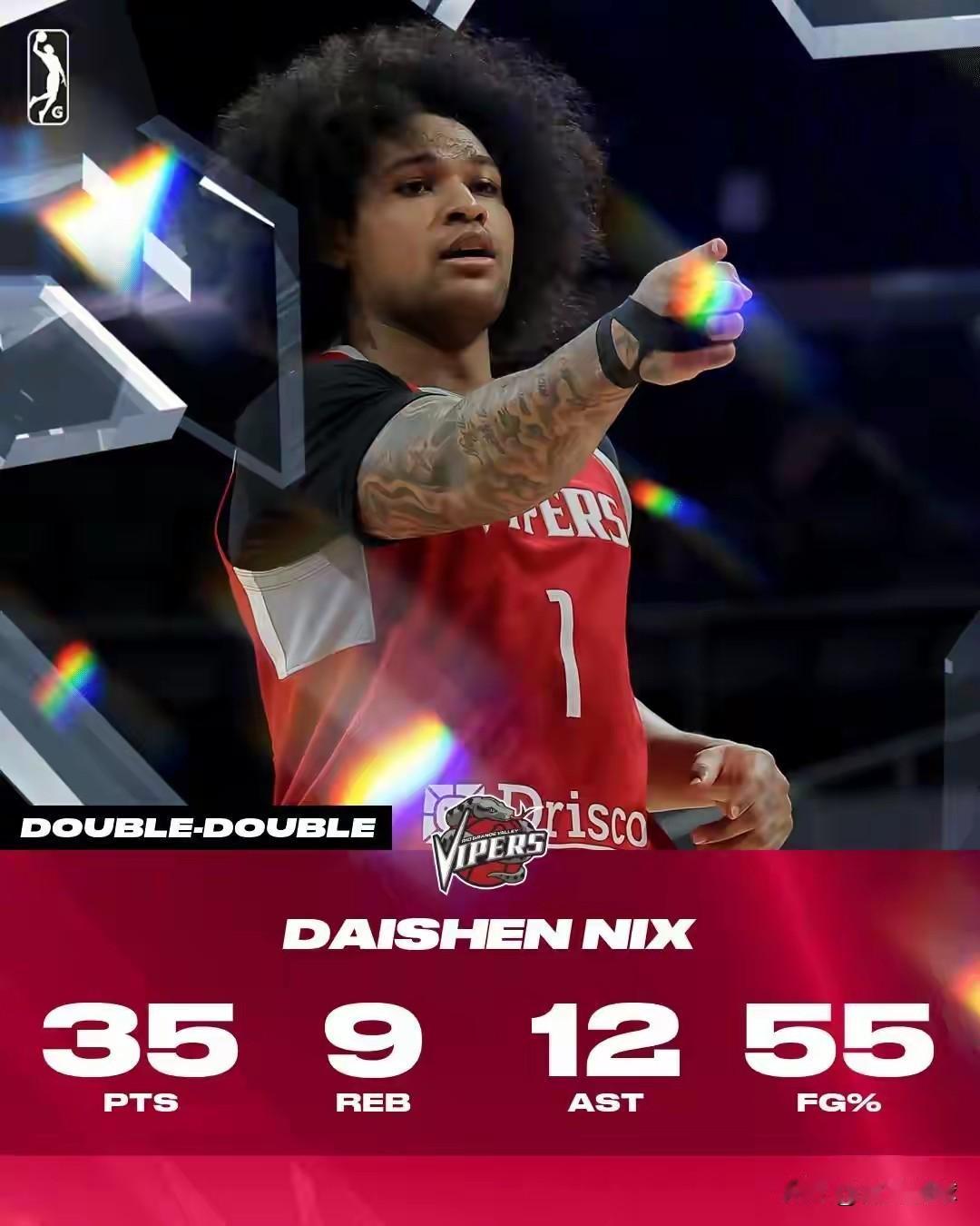 晒图笔记大赛戴森·尼克斯在G联赛代表火箭大杀四方，不行提拔到一对，顶替范弗利特试