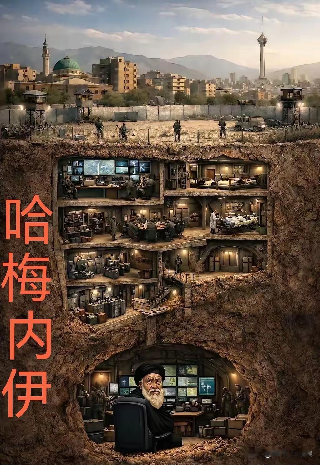 地上的全是平民，中间的是全军队，最下面的是哈梅内伊。

如果拜神真的有用的话，真