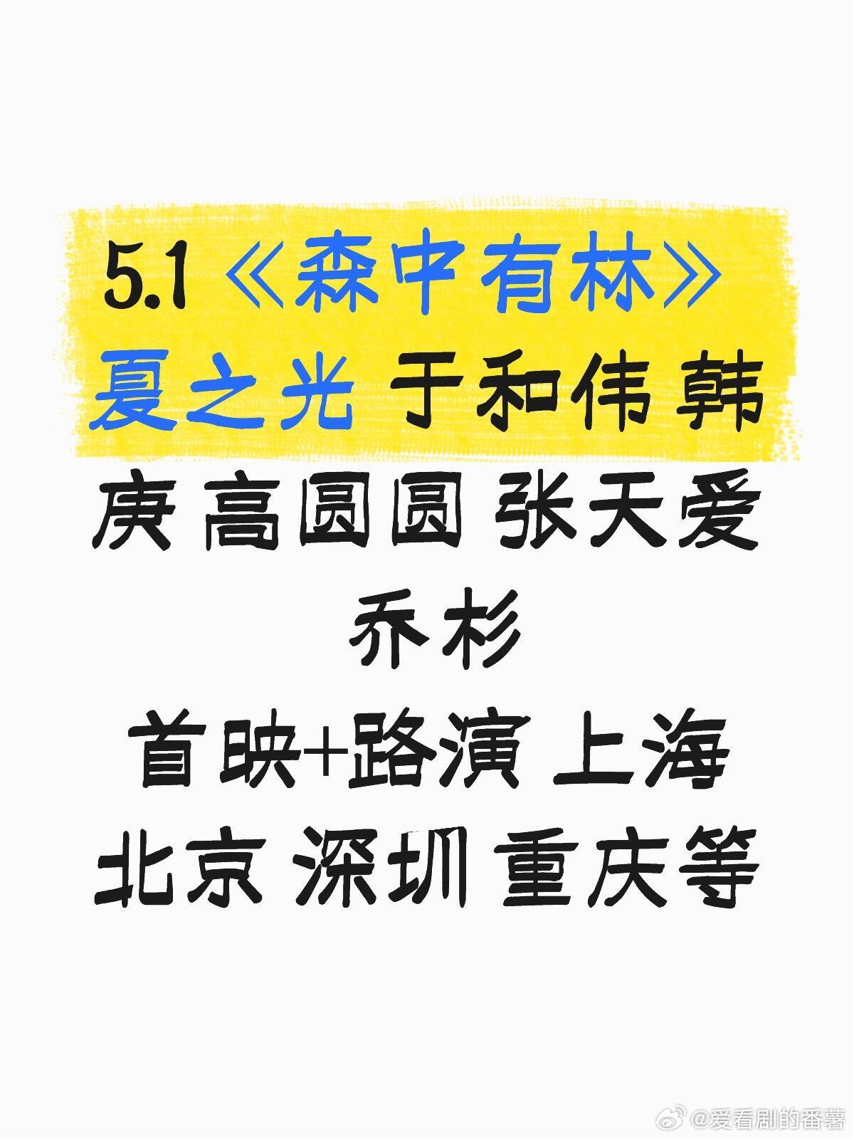 这个5.1你会看《森中有林》吗❓夏之光 于和伟 高圆圆 韩庚 张天爱 乔杉电影《