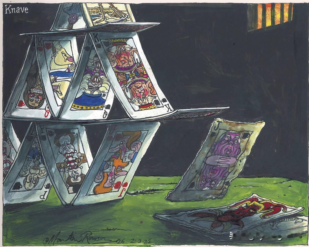 英国《卫报》认为，随著恋童癖者安德鲁的倒台，英国王室这个纸牌屋的根基也随之崩塌。