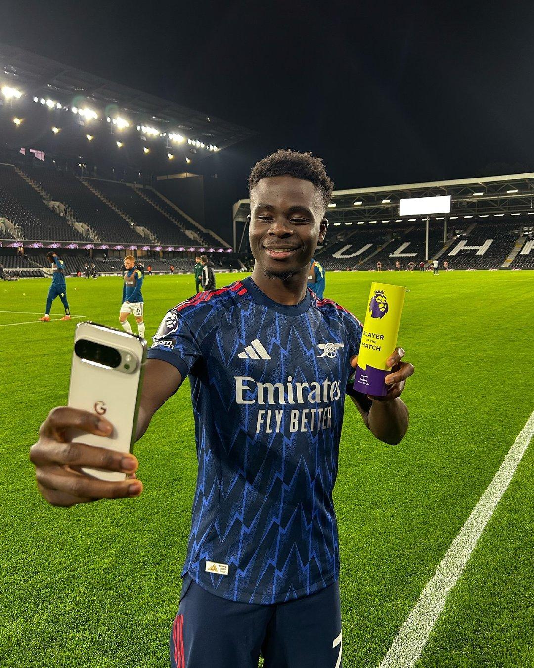 萨卡被评为富勒姆vs阿森纳 比赛的最佳球员🏆英超联赛 阿森纳[超话] ​​​