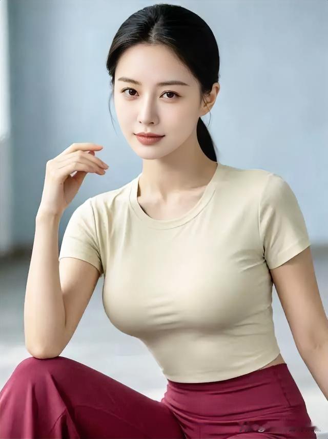 美不美你说了算💞💞米色上衣配酒红长裤，姿态轻盈舒展，简约舒适尽显自信之美。