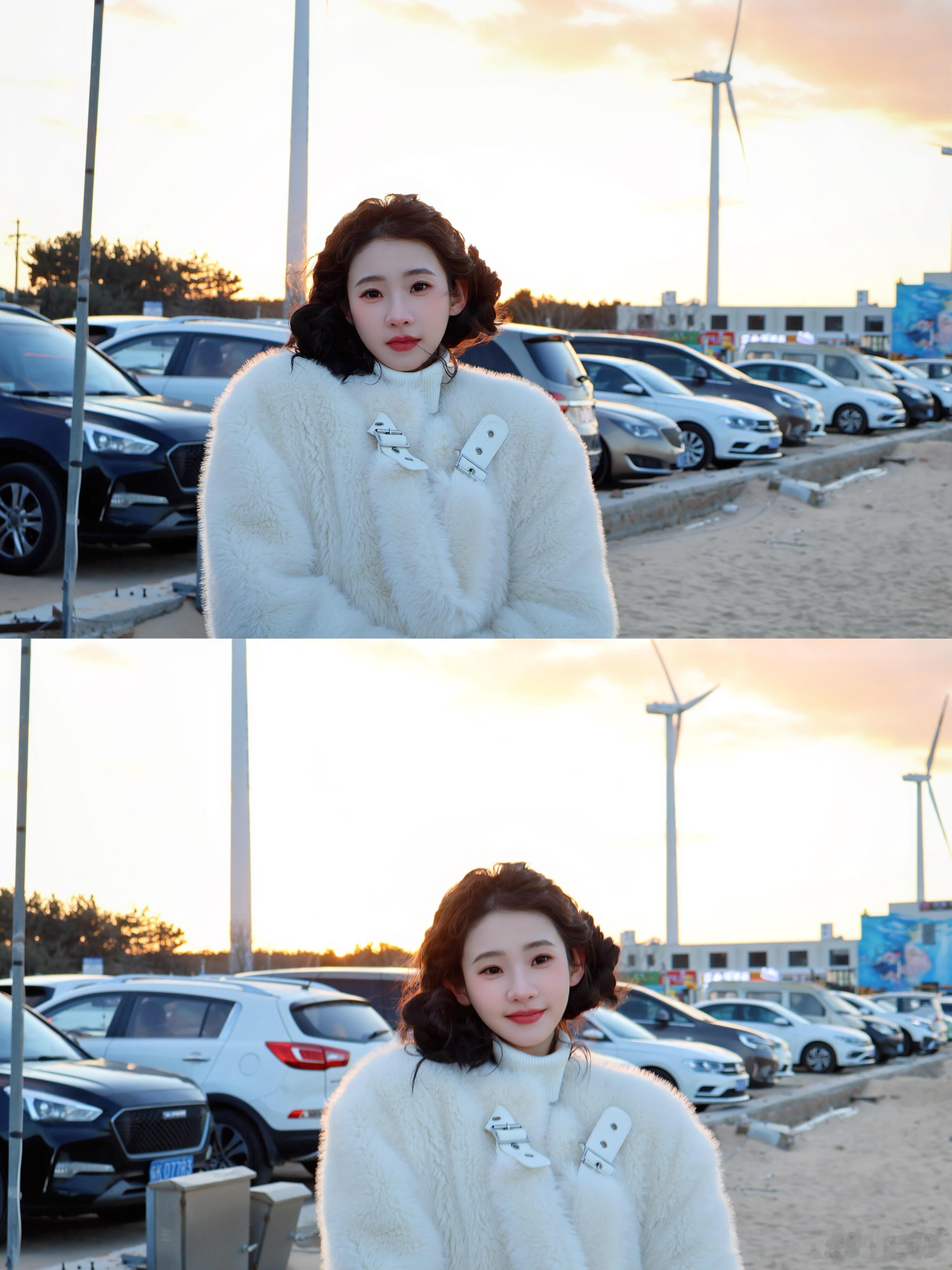 张艺凡咋萌成萨摩耶了海天一色的蓝，把她衬得更加奶白。张艺凡安静望向远方的侧脸，竟