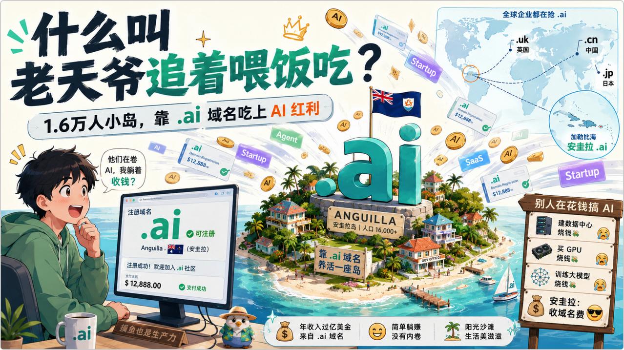 什么叫“老天爷追着喂饭吃”？😂

1995年前后，互联网给各个国家和地区分配国