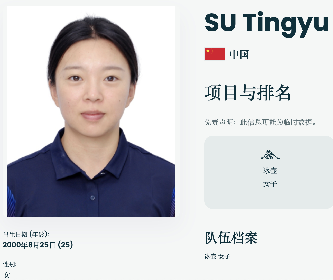 米兰冬奥会中国女子冰壶运动员证件照冬奥会