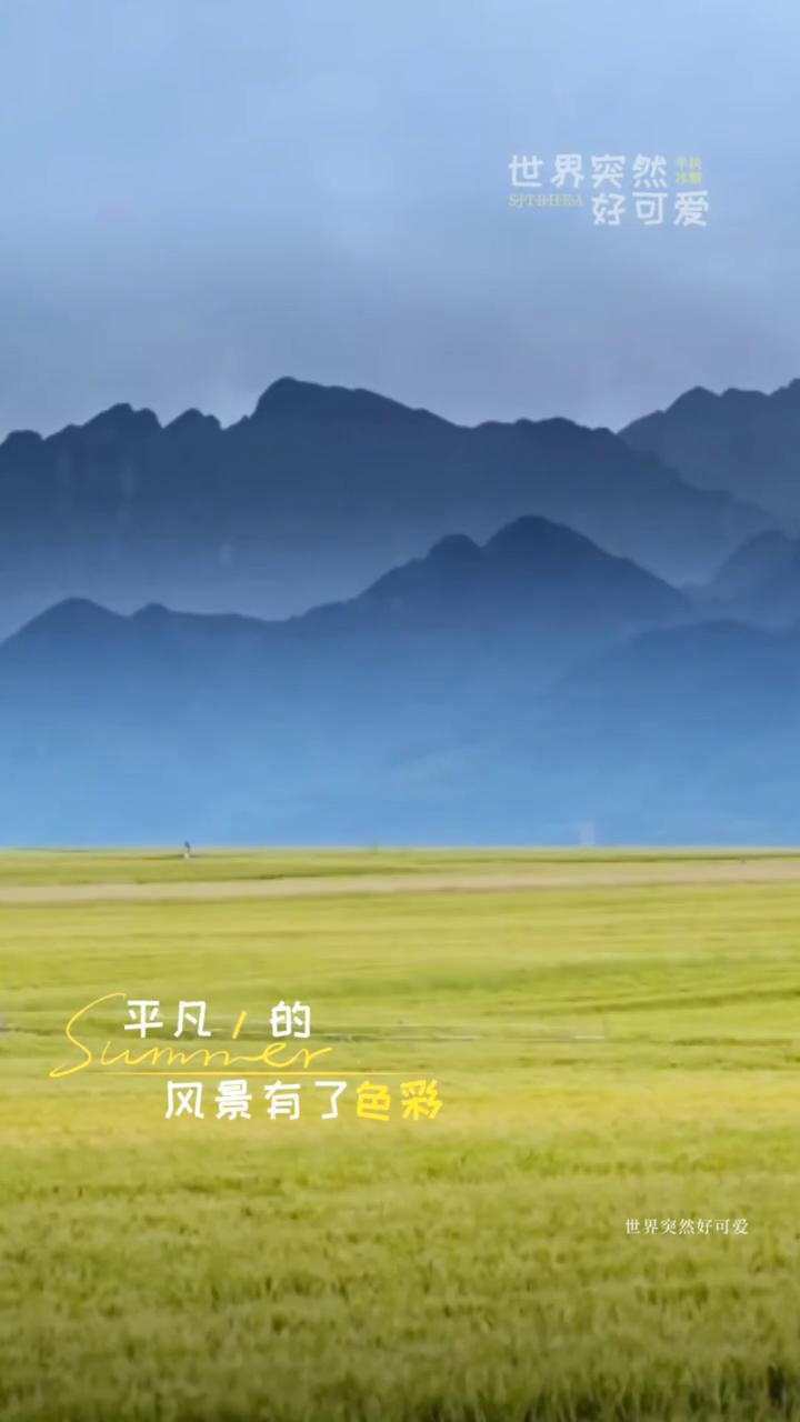 世界突然好可爱，明媚了起来。这世界好可爱，平凡的风景有了色彩，无聊的琐事有了期待