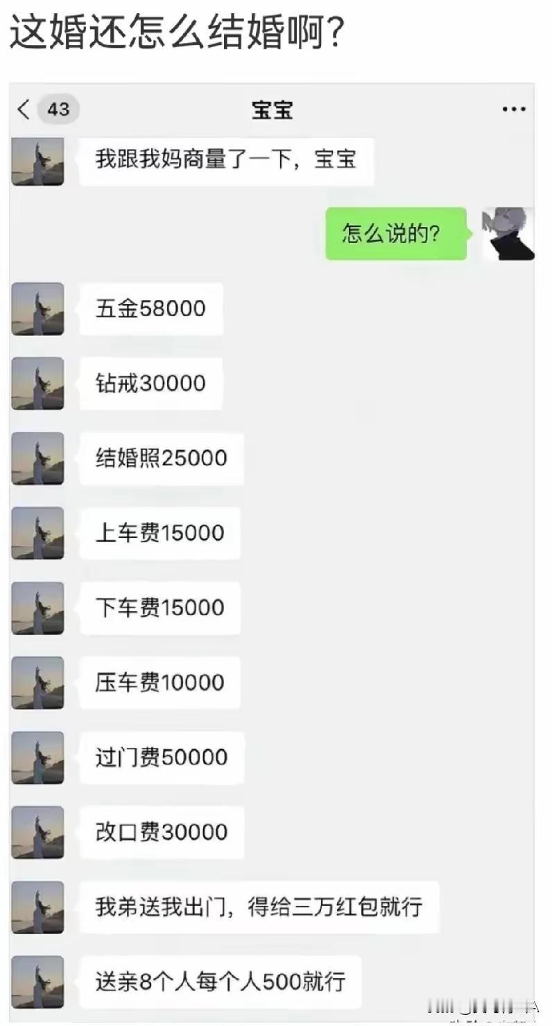 大家说，这婚还能结吗？这婚还要结吗？这婚非结不可吗？这哪是去结婚，这分明是去抄男