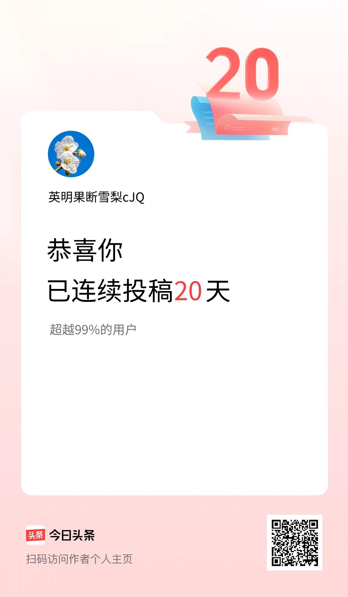 我在头条连续投稿20天
