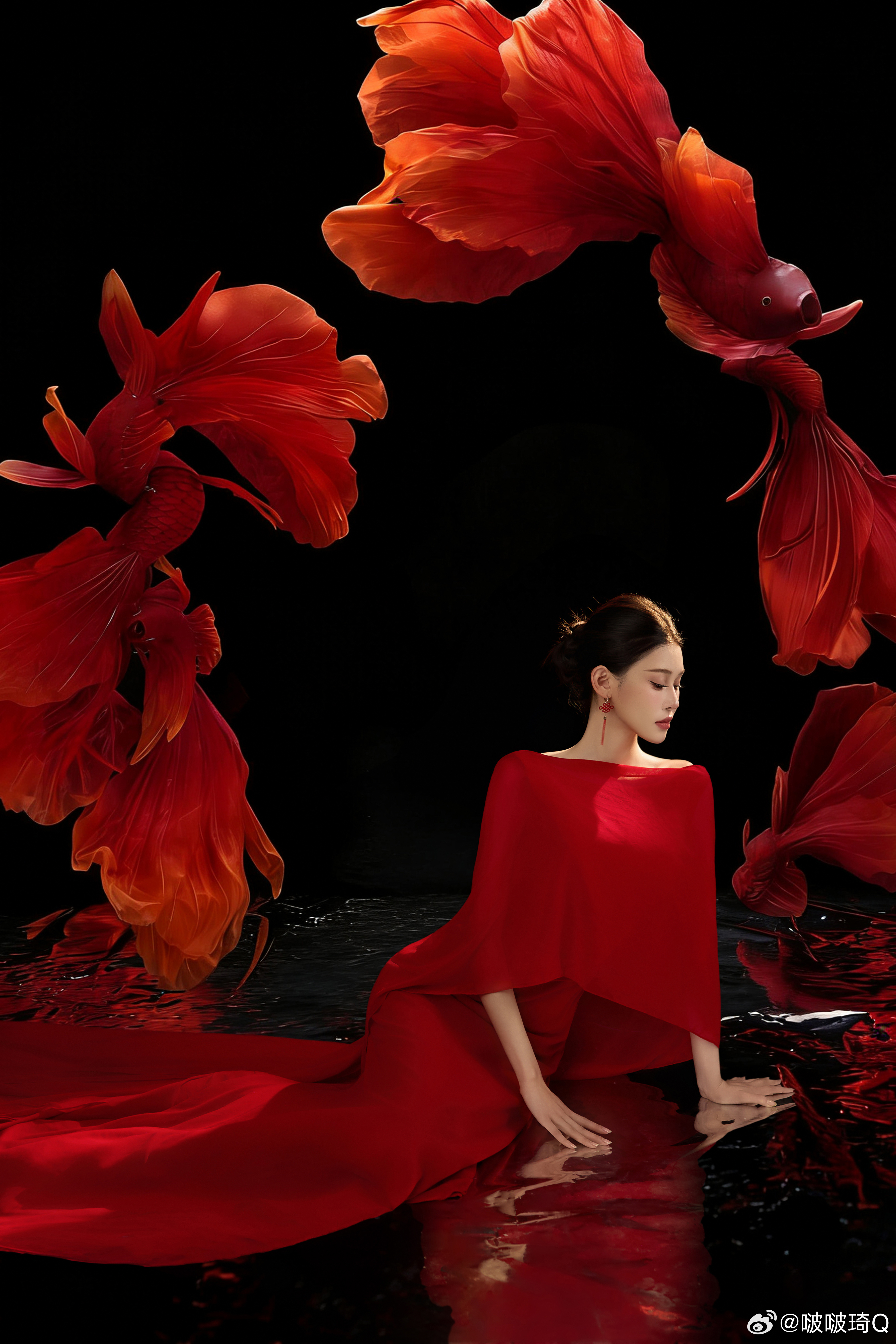 红裙曳地 锦鲤开道 