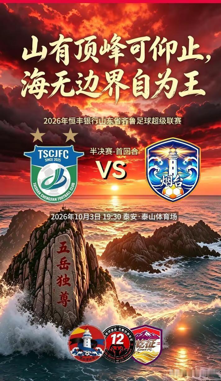 泰山纵有千仞高，不及沧海万里滔！战斗烟台队，泰安加油！齐鲁超赛 足球比赛 球迷 